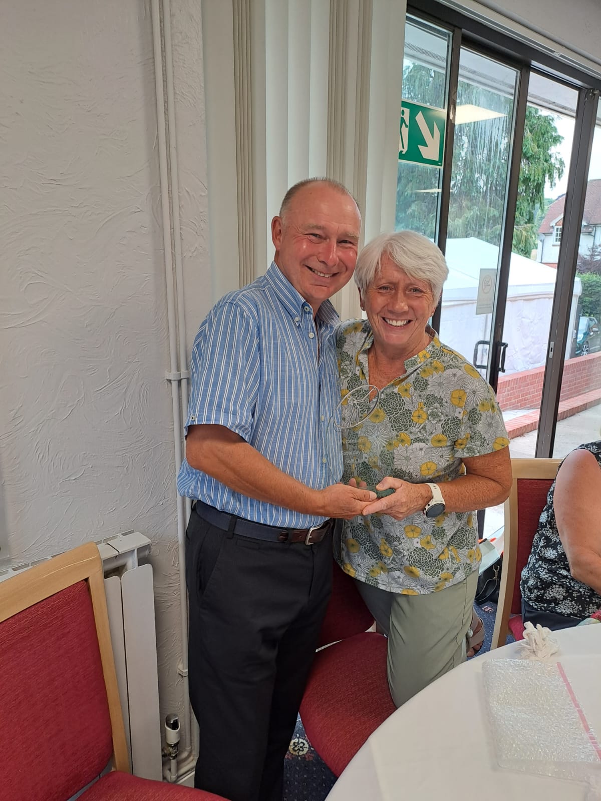 Debs Sparham receiving the Swindle Trophy